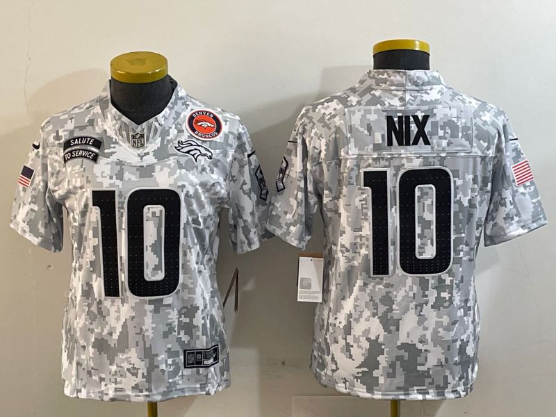 Youth Denver Broncos #10 Nix Nike Arctic Camo 2024 Salute to Service Limited NFL Jersey style 2->women nfl jersey->Women Jersey